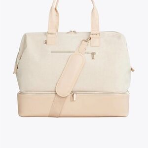 BEIS Cream and Tan Travel Tote Bag with Structured Design